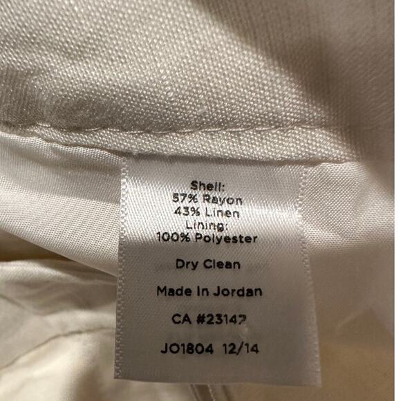 Talbots Plus Size 20 High Rise Petite Linen Work Heritage Pants Cream Neutral - Picture 10 of 11